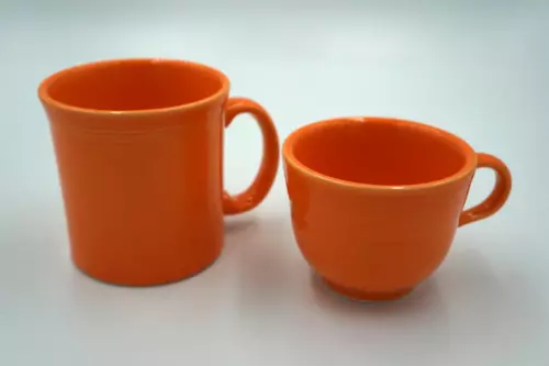 Set of Retired 2002-2018 Orange/Tangerine HLC Fiestaware Java Mug & Teacup