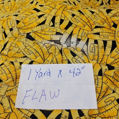 Loralie Harris Fabric, Sewing Theme, Measuring Tape Print, 1 Yard, Flaw - Picture 4 of 4