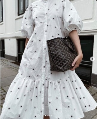 Zara Embroidered Puff Sleeve Dress ZARA OYSTER WHITE PUFF SLEEVE