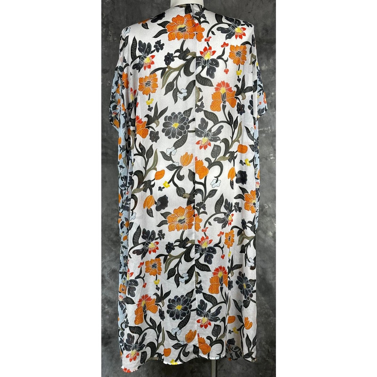 Lane Bryant Semi Sheer Long Floral Chiffon Duster Jacket Top O/S