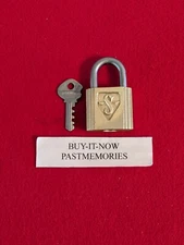 "SLAYMAKER" BRASS PADLOCK w/ KEY, OLD VINTAGE LOCK LOT ANTIQUE LOCKS