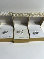 giani bernini 3 Set Rings Oval Round Shape Sterling Silver Cubic Zirconia Sz7