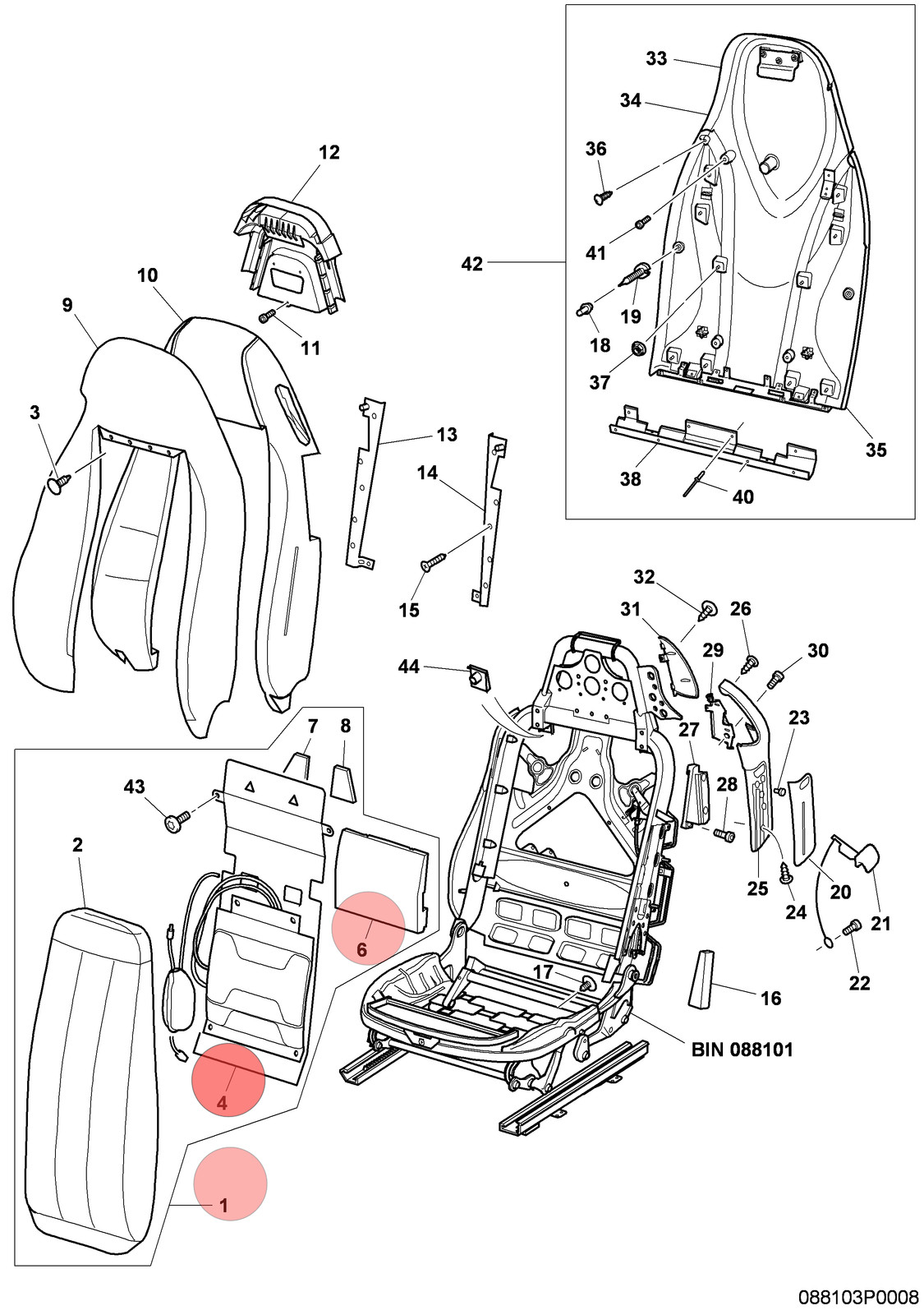 Bentley Continental GT 2010-2012 Front Right Upper Center cushion P/N 3W3881302