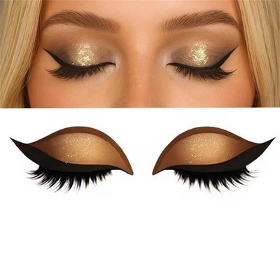 Reusable 1 Pair Lazy Eye Shadow Eyelash Patch 2-In-1 Eye Makeup Sticker With Fal