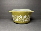 Vintage Pyrex Green Crazy Daisy Spring Blossom 473-B1 Quart Casserole 470- C Lid