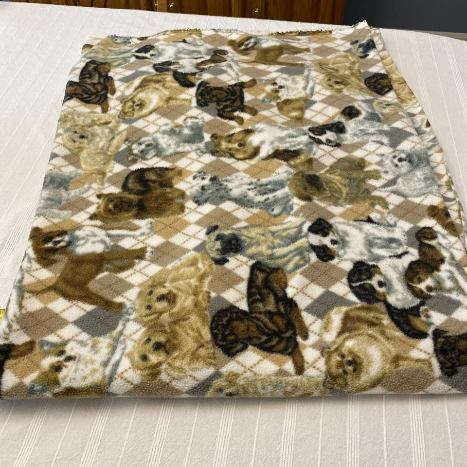 DOG Fabric David Textiles Fleece Soft  All kinds of DOGS 1+ yards 62" wide - Image 2 of 4