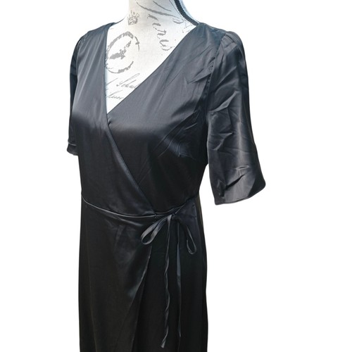 Baltic Born NWOT Vara Satin Maxi Wrap Dress Black Evening Cocktail Size Small - Picture 4 of 12