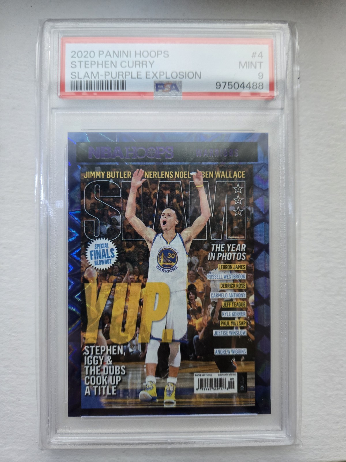 2020-21 Panini NBA Hoops SLAM Purple Explosion #4 Stephen Curry PSA 9 Warriors