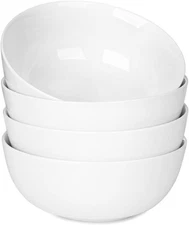 Cereal Bowls Set of 4, White Soup Bowls 20 Oz, Ceramic Breakfast Bowl 6 Inch, Ki