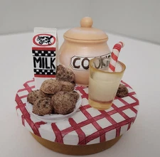 3" Candle Jar Topper Milk and Cookies Vintage 2000 #NE476  Our America