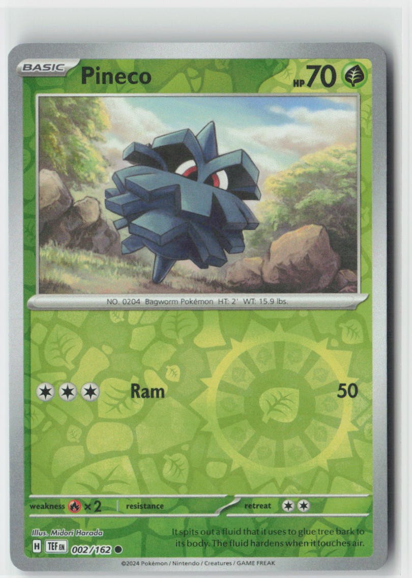 Pineco 002/162 Common Temporal Forces Pokemon Reverse Holo Near Mint