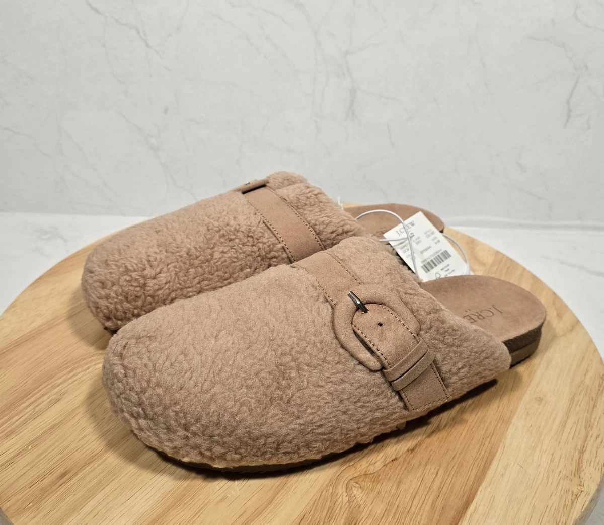 NWOT J. Crew Sherpa buckle clog slippers Size 10-10.5 Faux-suede Clog Slippers With Sherpa Lining For Women | Factory main image 3