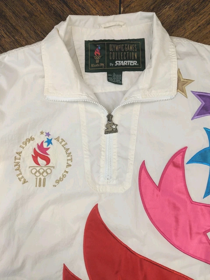 Starter 1996 Atlanta Olympic Games Nylon Windbreaker Jacket 1/4 Zip Embroidered  - Image 4 of 4