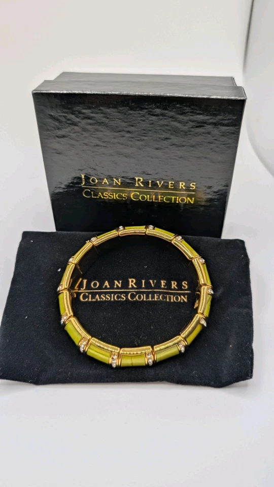 Joan Rivers Colección Clásica Cuero Genuino Verde y Cristal Tono Dorado... Foto 3 de 4