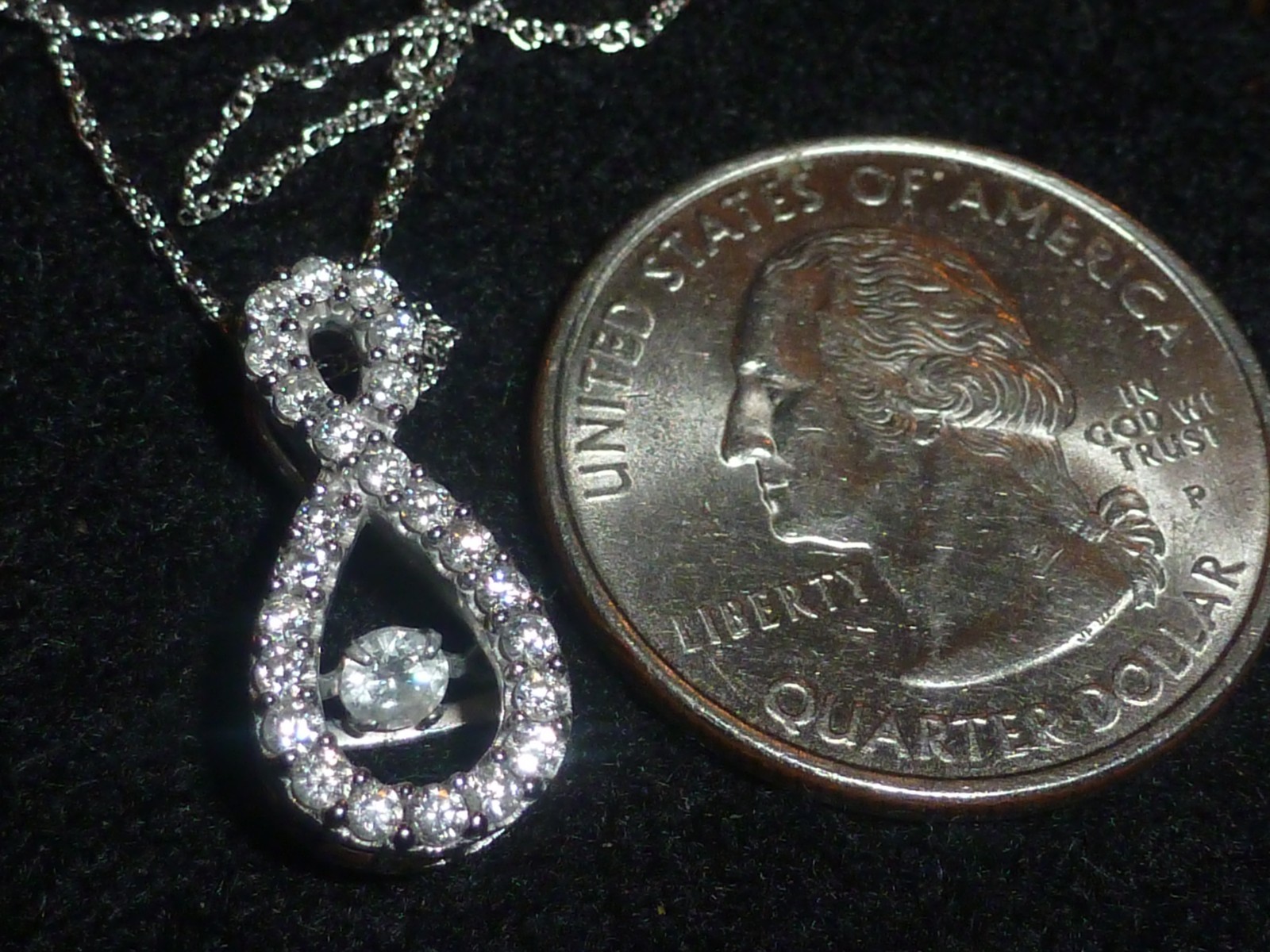 10K SOLID WHITE GOLD DIAMOND INFINITY PENDANT AND… - image 2