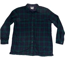 LL Bean Fleece Lined Flannel Shirt XL Tall Black Watch Plaid Heavyweight VTG