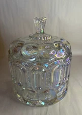 Moon and Star Crystal Clear Carnival Glass Large Jardiniere 