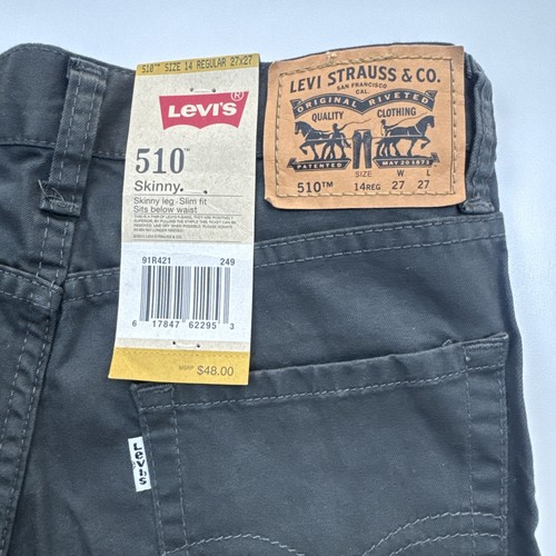 Levi's 510 Skinny Jeans Boys Size 14 Reg Graphite Gray 27x27 - Picture 2 of 10