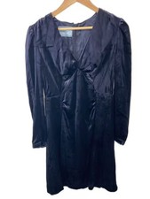 PRADA/Velvet Long Sleeve Dress/Size 40/Rayon/NVY