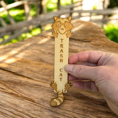 Bookmark - Trash Cat - Birch Wood Bookmark - Trash Cat - Birch Wood