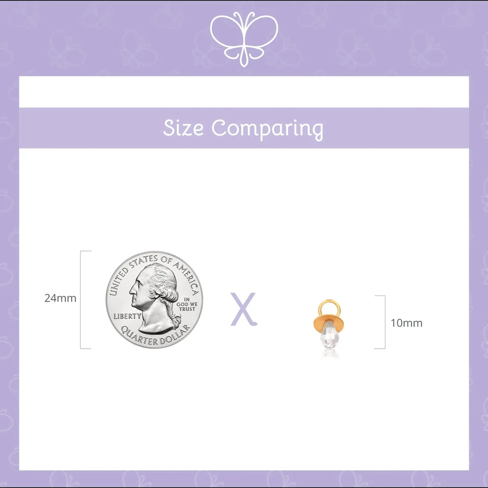 Подвеска в виде детской соски из чистого желтого золота 14 карат с фианитами — ожерелье подарок для женщин - Изображение 3 из 4