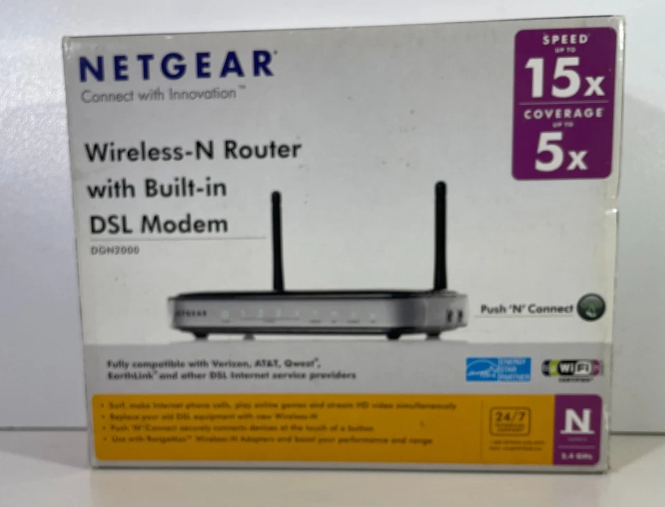 Netgear Wireless-N Router With Built In ADSL2+ Modem DGN2000 - Image 2 of 4