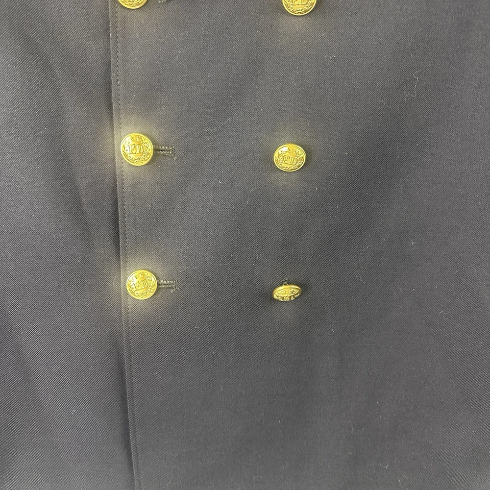 Flying Cross Navy Double Breasted Dress Blazer 38 Regular Wool Polyester Blend - Image 3 of 4