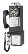 Crosley Corded 1950s Payphone with Rotary Fashion Dial & Push Buttons (CR56-BK)