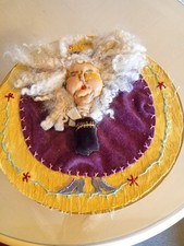 Whimsical One Of A Kind Artist Decorated Hat Box 10"Diameter X6" Tall .