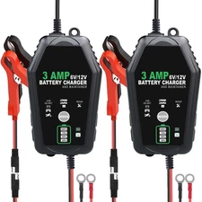 Smart Car Battery Trickle Charger 3A 6V/12V Battery Maintainer Desulfator 2 Pack