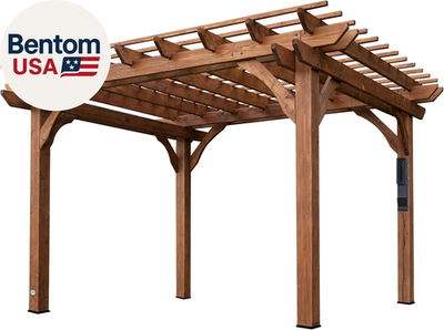 #ad Beaumont 12#x27; X 10#x27; Traditional Cedar Wood Pergola Kit with Trellis Roof All Sea $1782.22
