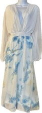 Elegant Bohemian Floral DeepVNeck Long Sleeve.l Flowy Maxi Puff Sleeve XXL