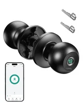 Keyless Smart Fingerprint Door Knob Lock Silent Mode Bluetooth App Key