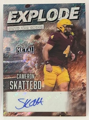 2026 Leaf Metal Cameron Skattebo Auto Autograph Explode Shimmer Silver #d 6/12