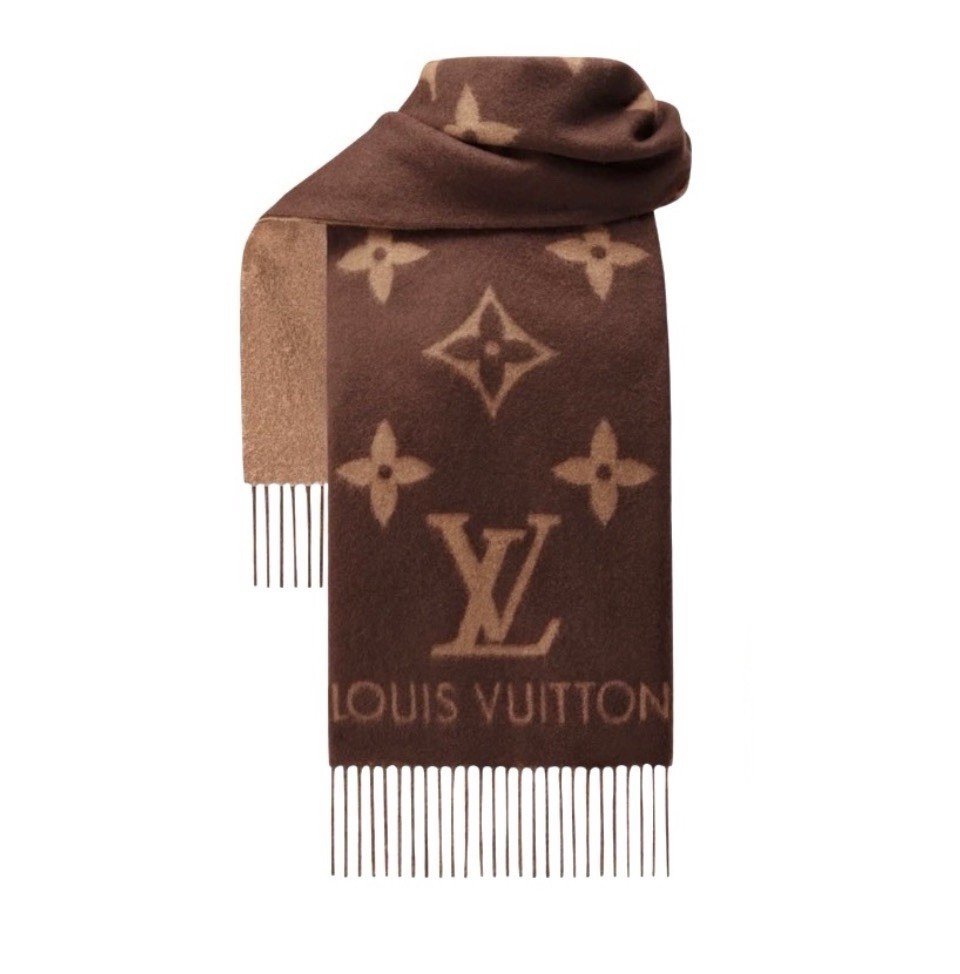 Louis Vuitton Reykjavik Brown Monogram Cashmere Scarf NEW