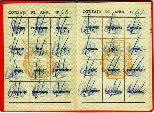 Tarjeta de miembro de la Unión de Sindicatos de Rumania, 1967 RSR - Estampillas de tinta - Imagen 3 de 11