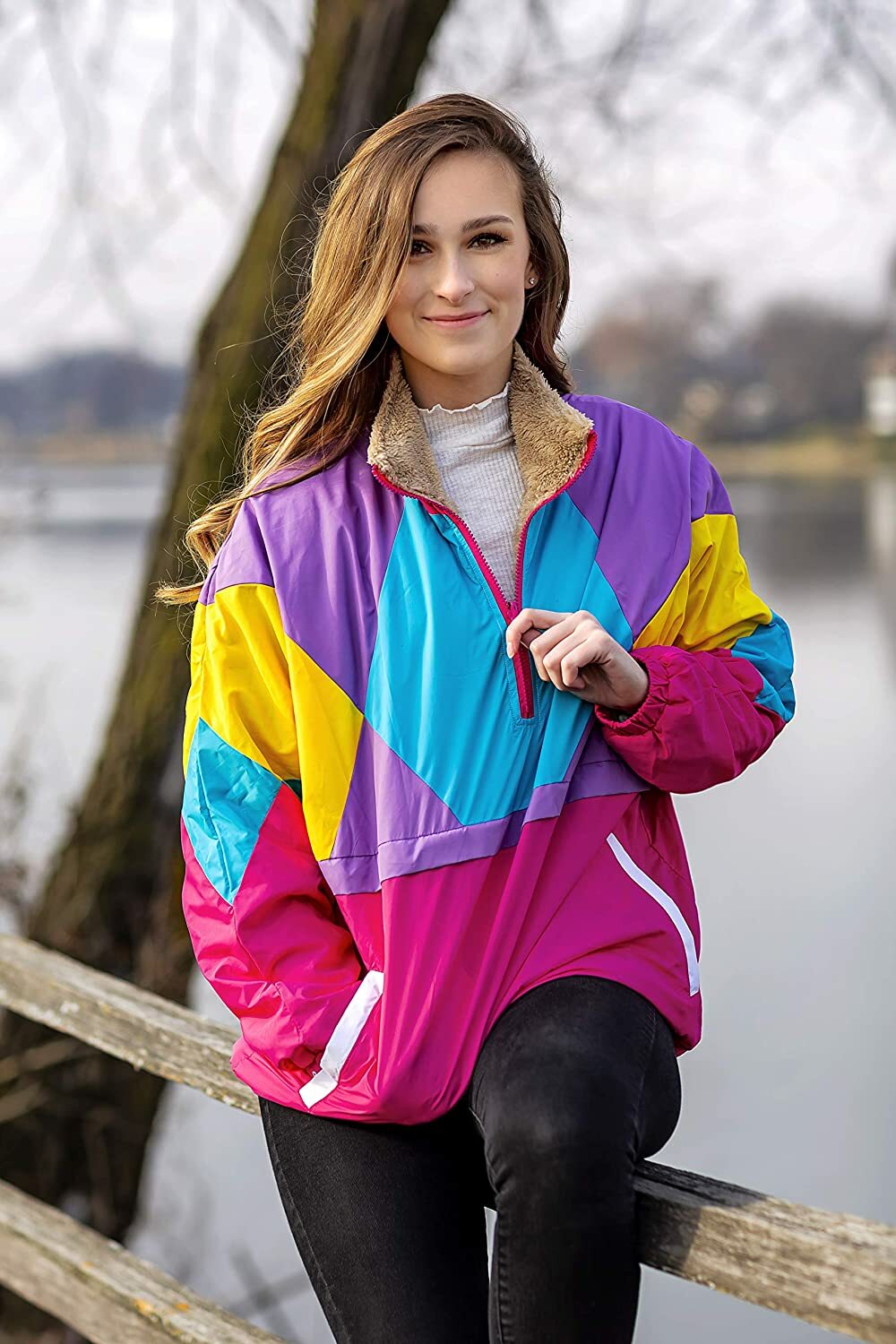 90s Retro Neon Windbreaker | eBay