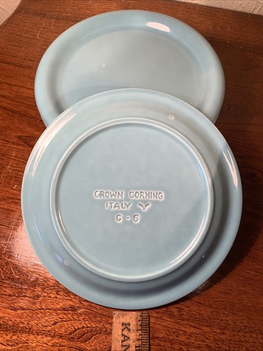 Crown Corning Italy Dessert Plates Turquoise Green Set Of 6 - Picture 3 of 3