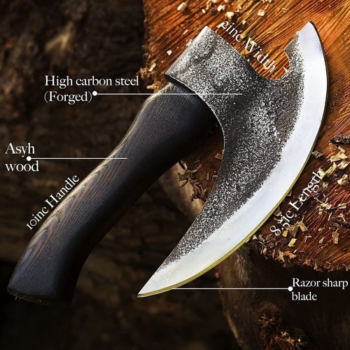 Forest Hunting / Viking Steel Pizza Axe Authentic Medieval Pizza Cutter Axe Gift - Picture 5 of 5