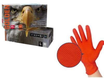 Orange Handschuhe Nitril PF ØRN Diamond Textured Grip Box 50 -6 Newton Break Force