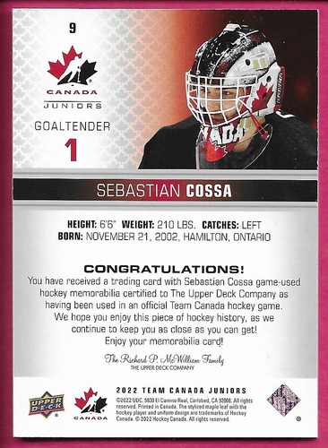 2022-23 Upper Deck UD Team Canada Juniors Hockey Jersey ''You Pick from list'' - Picture 18 of 108