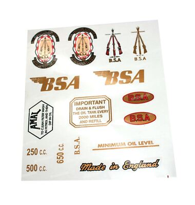 For Bsa Vintage Motorcycle Sticker Set Water Transfer | eBay