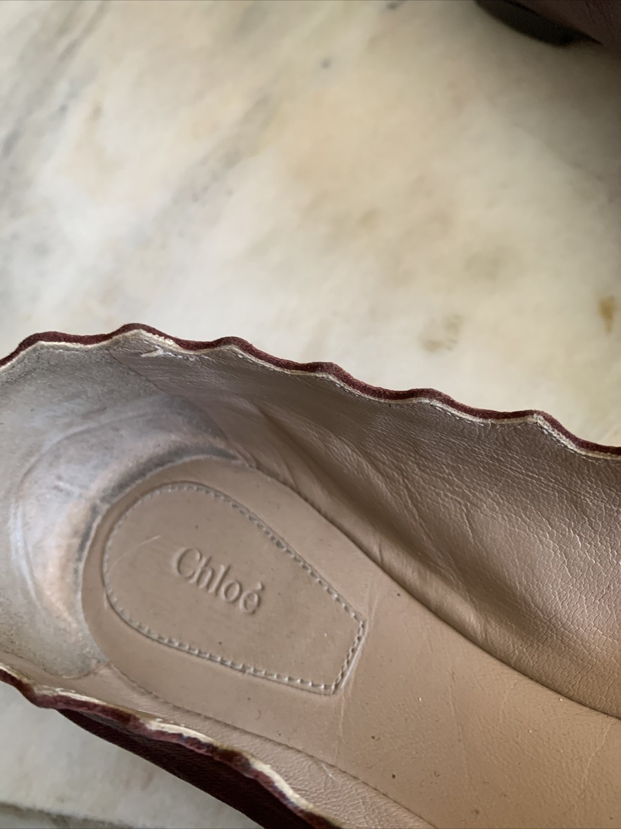 【Chloe】ローレン クロコダイル風レザー バレエフラット CHLOE LAUREN SCALLOPED LEATHER BALLET FLAT SZ 36 1/2