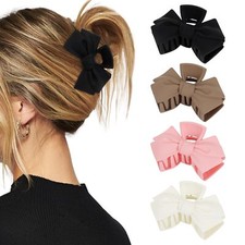 Bow Claw Clip for Women Medium Non Slip Hair Bow Clips Thin Thick Hair 4 Pack