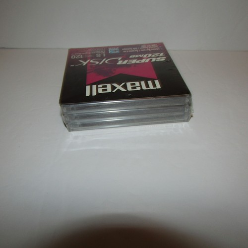 Vintage Maxell SuperDisk 120MB 3 Pack LS-120 Diskettes 3M New Sealed Torn Wrappr - Afbeelding 5 van 8