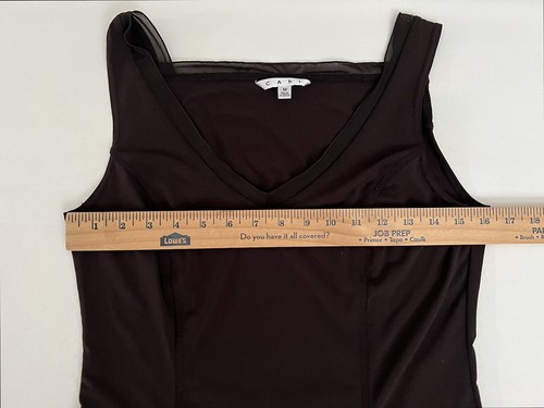 CAbi #839 Size M Black Stretch Sheer-Neckline Darts Tank Top 90s Y2K EUC - Picture 6 of 15