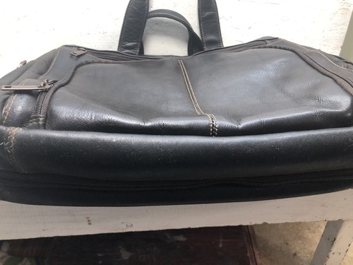 Leather Distressed Brown Top Load Travel Messenger Pilot Laptop Bag with Strap - Picture 8 of 9