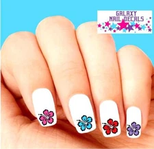 Waterslide Flowers Rose Nail Decals - Set of 20 Hibiscus Assorted Colors
