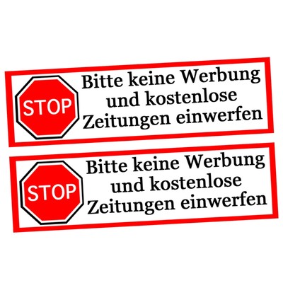 Aufkleber Set STOP Bitte keine Werbung Zeitungen ...