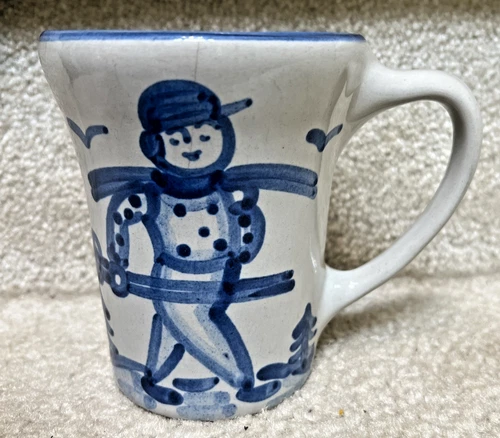 MARY HADLEY POTTERY HAND PAINTED 5" WINTER BOY SKIING MUG